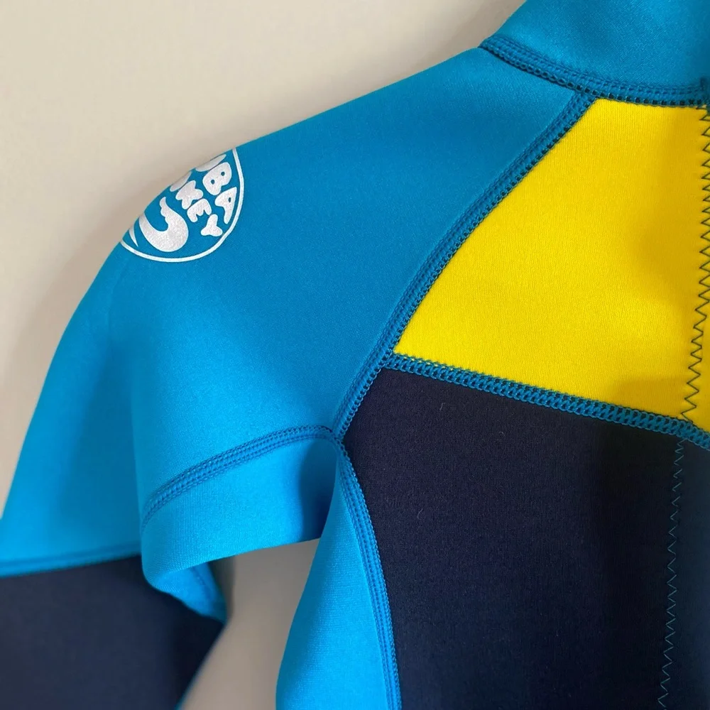 SCUBA DONKEY Kids Youth Size 12 Wetsuit Neoprene Black/Yellow‎ /Aqua NEW NWT